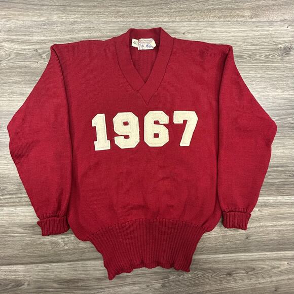 Vintage Indiana University Sweater Mens 48 XL Varsity Letterman Wool Hoosier 60s - Picture 1 of 9